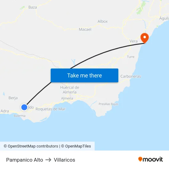 Pampanico Alto to Villaricos map