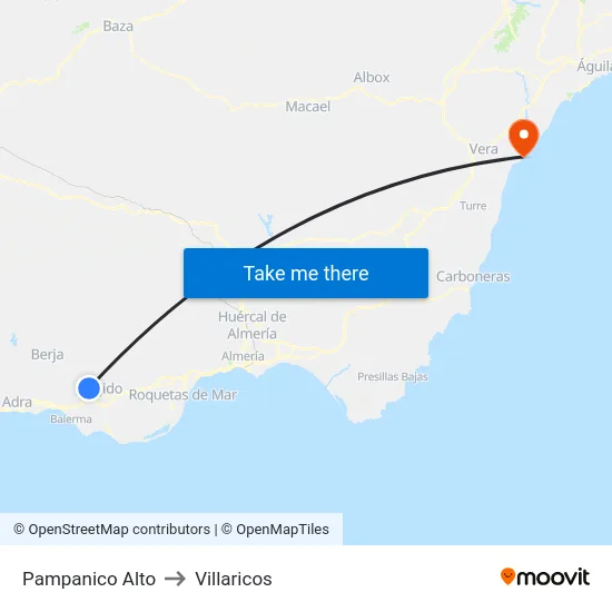 Pampanico Alto to Villaricos map