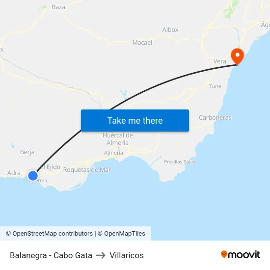 Balanegra - Cabo Gata to Villaricos map