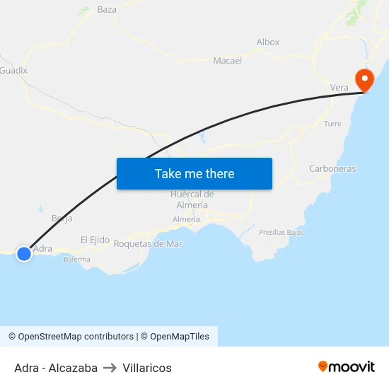 Adra - Alcazaba to Villaricos map