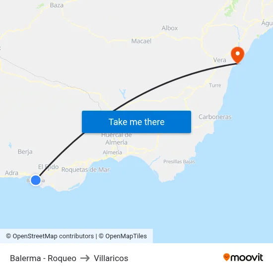 Balerma - Roqueo to Villaricos map