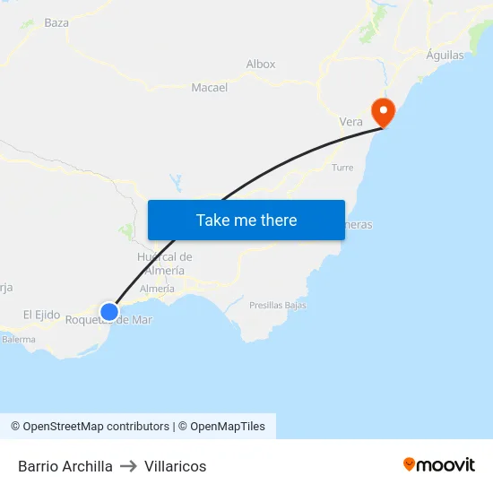 Barrio Archilla to Villaricos map