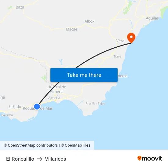 El Roncalillo to Villaricos map