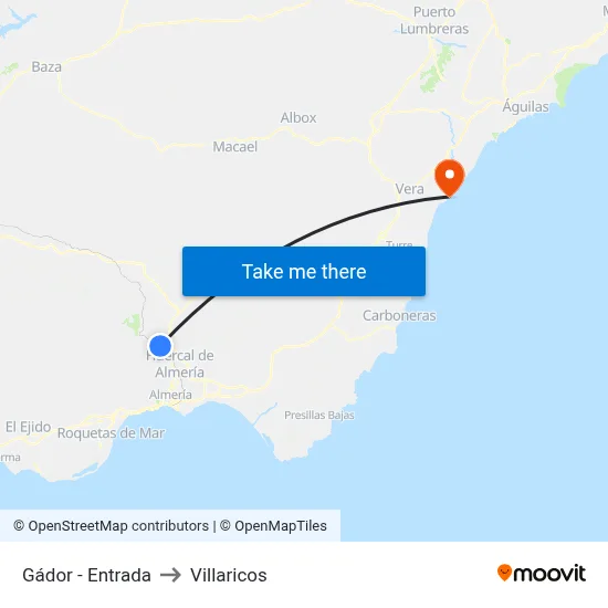 Gádor - Entrada to Villaricos map