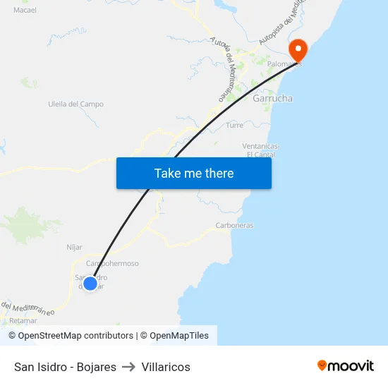 San Isidro - Bojares to Villaricos map