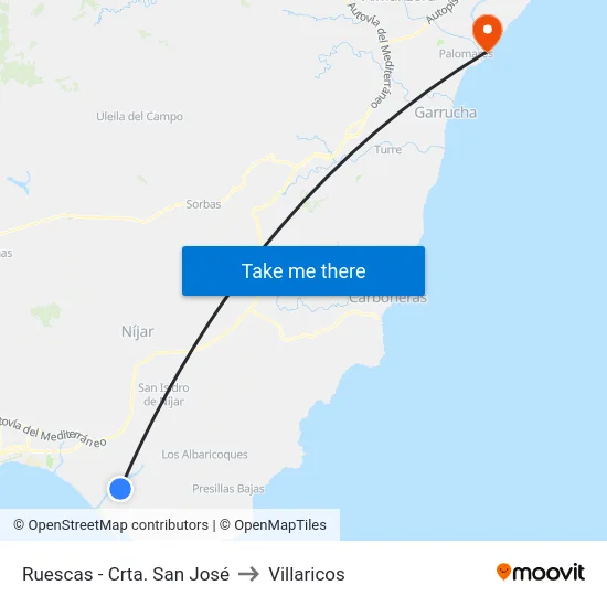 Ruescas - Crta. San José to Villaricos map