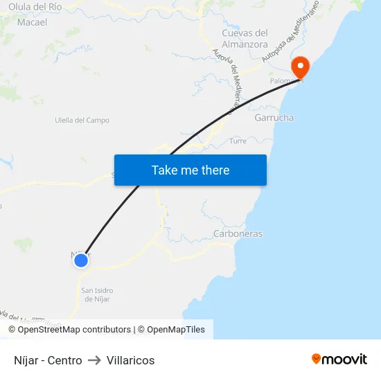 Níjar - Centro to Villaricos map
