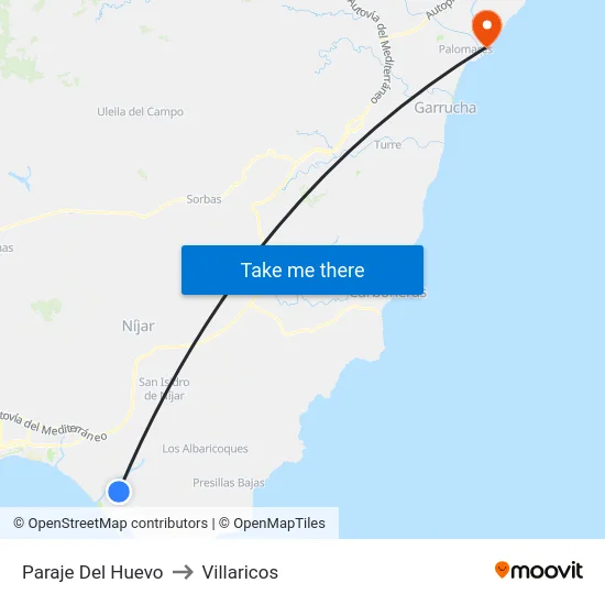 Paraje Del Huevo to Villaricos map