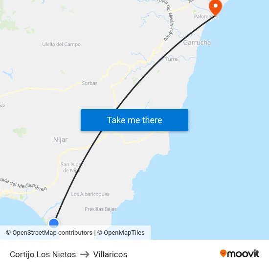 Cortijo Los Nietos to Villaricos map