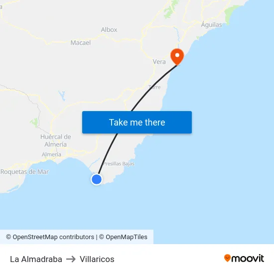 La Almadraba to Villaricos map