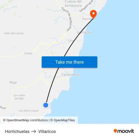 Hortichuelas to Villaricos map