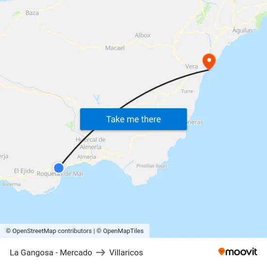 La Gangosa - Mercado to Villaricos map
