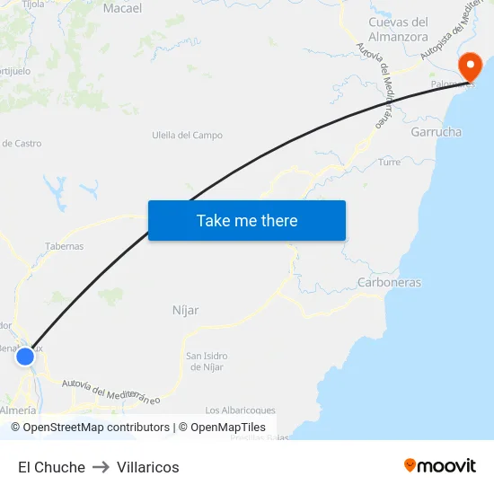 El Chuche to Villaricos map