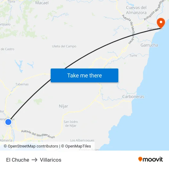 El Chuche to Villaricos map