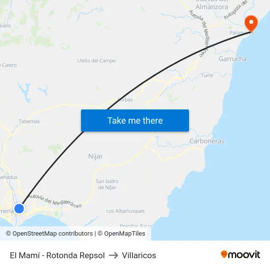 El Mamí - Rotonda Repsol to Villaricos map