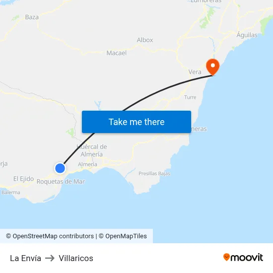 La Envía to Villaricos map