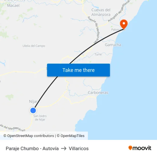 Paraje Chumbo - Autovía to Villaricos map