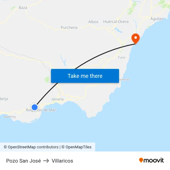 Pozo San José to Villaricos map