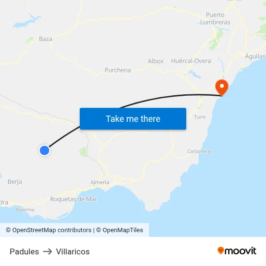 Padules to Villaricos map
