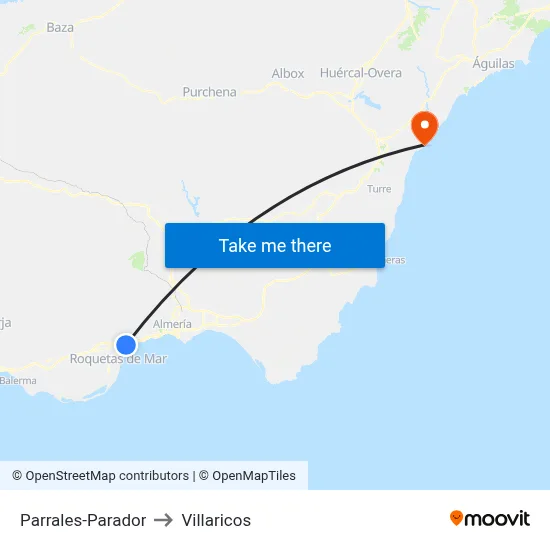 Parrales-Parador to Villaricos map