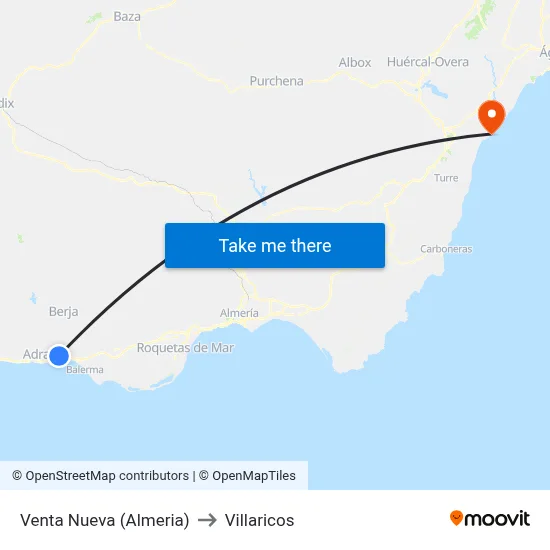 Venta Nueva (Almeria) to Villaricos map