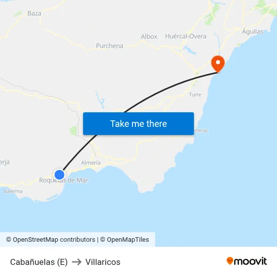 Cabañuelas (E) to Villaricos map