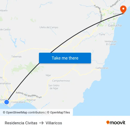 Residencia Civitas to Villaricos map