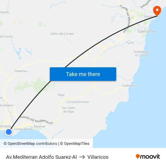 Av.Mediterran Adolfo Suarez-Al to Villaricos map