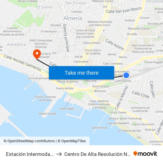 Estación Intermodal De Almería to Centro De Alta Resolución Nicolás Salmerón map
