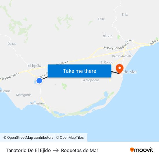 Tanatorio De El Ejido to Roquetas de Mar map