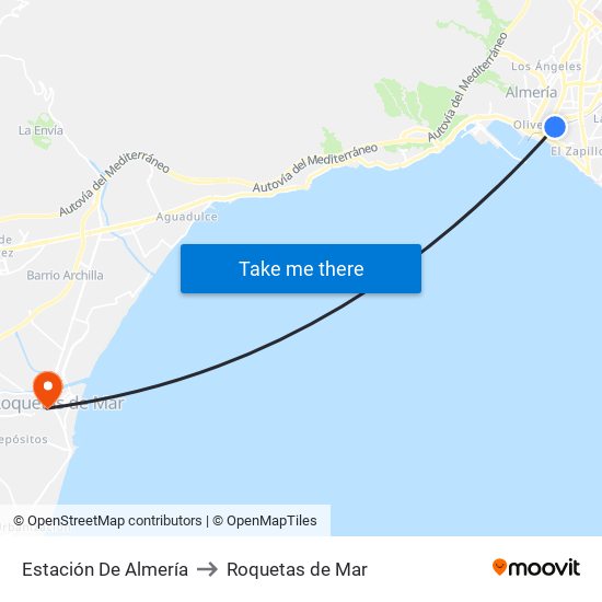 Estación De Almería to Roquetas de Mar map