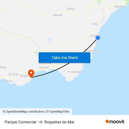 Parque Comercial to Roquetas de Mar map