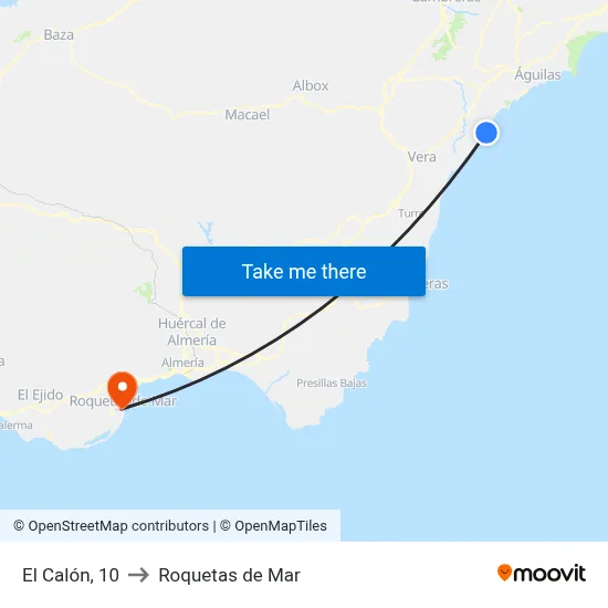 El Calón, 10 to Roquetas de Mar map