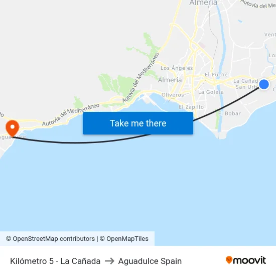 Kilómetro 5 - La Cañada to Aguadulce Spain map