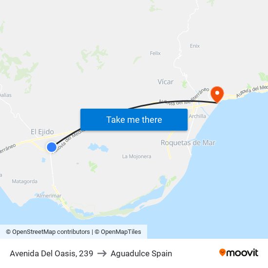Avenida Del Oasis, 239 to Aguadulce Spain map