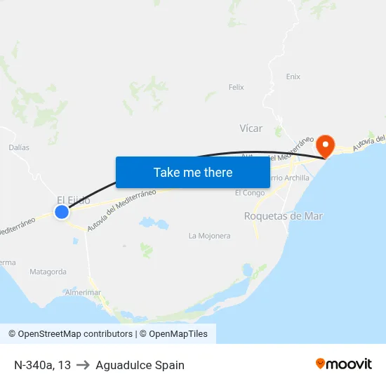N-340a, 13 to Aguadulce Spain map