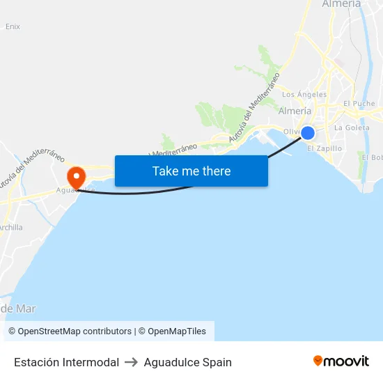 Estación Intermodal to Aguadulce Spain map