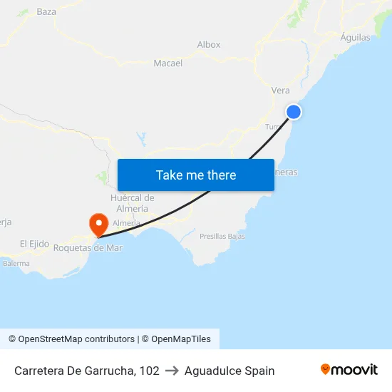Carretera De Garrucha, 102 to Aguadulce Spain map