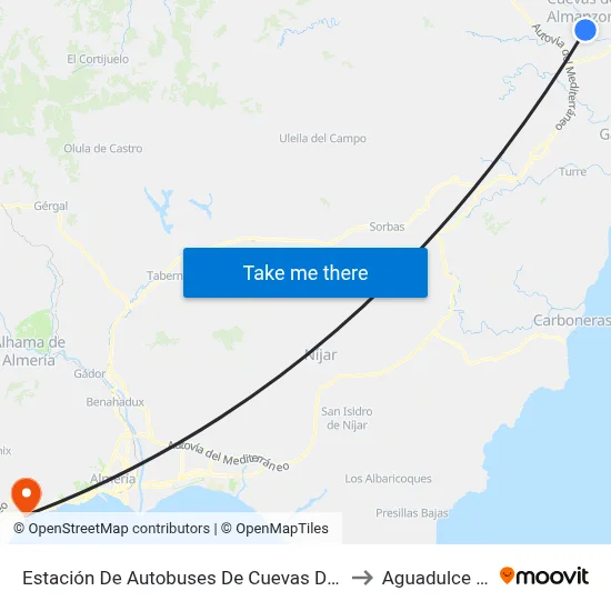 Estación De Autobuses De Cuevas Del Almanzora to Aguadulce Spain map