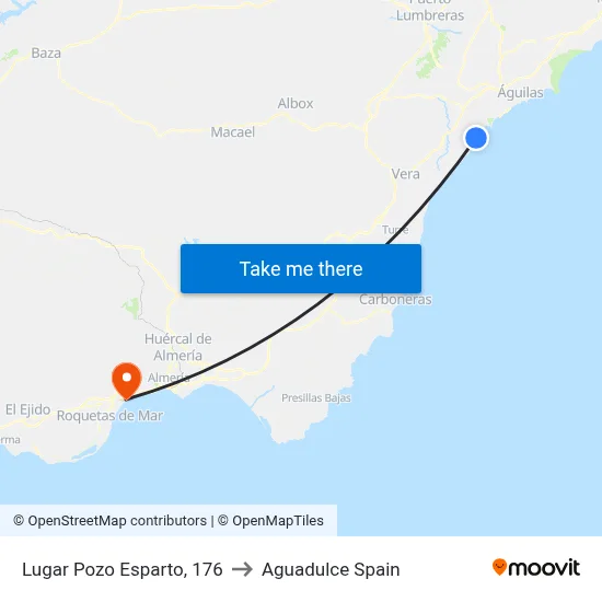 Lugar Pozo Esparto, 176 to Aguadulce Spain map
