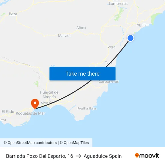 Barriada Pozo Del Esparto, 16 to Aguadulce Spain map