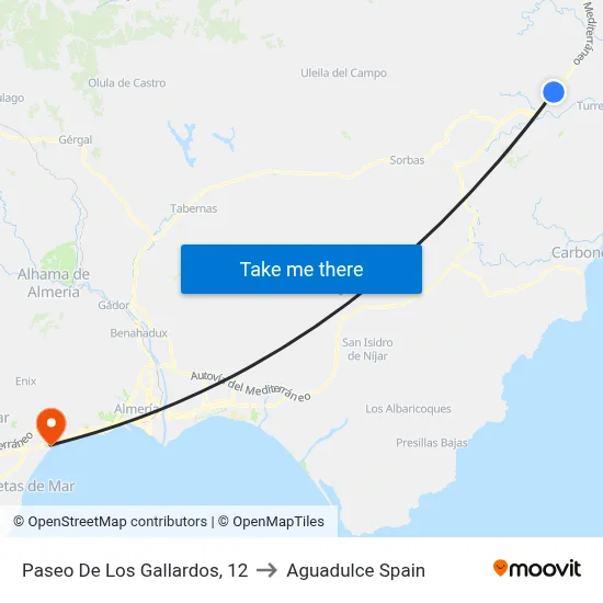 Paseo De Los Gallardos, 12 to Aguadulce Spain map