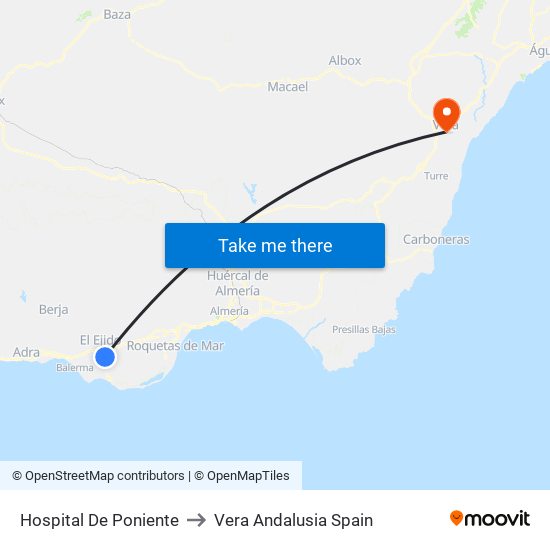 Hospital De Poniente to Vera Andalusia Spain map