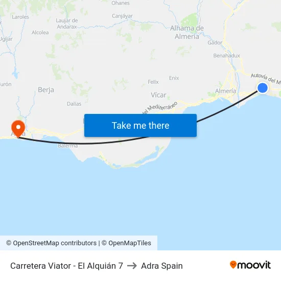 Carretera Viator - El Alquián 7 to Adra Spain map