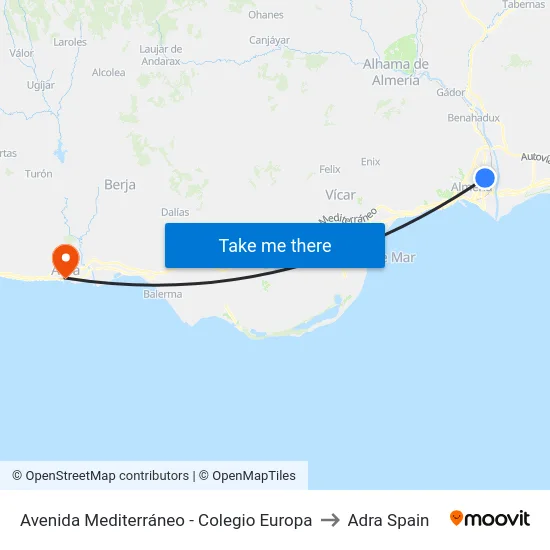 Avenida Mediterráneo - Colegio Europa to Adra Spain map