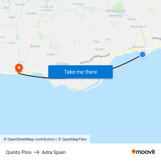 Quinto Pino to Adra Spain map