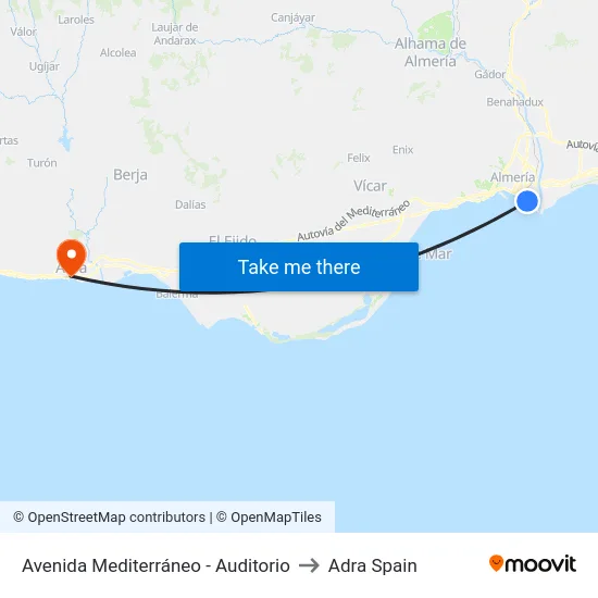 Avenida Mediterráneo - Auditorio to Adra Spain map