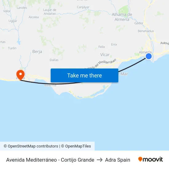 Avenida Mediterráneo - Cortijo Grande to Adra Spain map