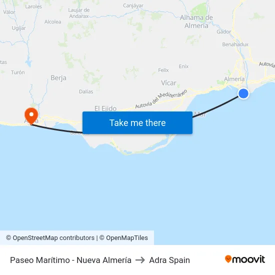 Paseo Marítimo - Nueva Almería to Adra Spain map