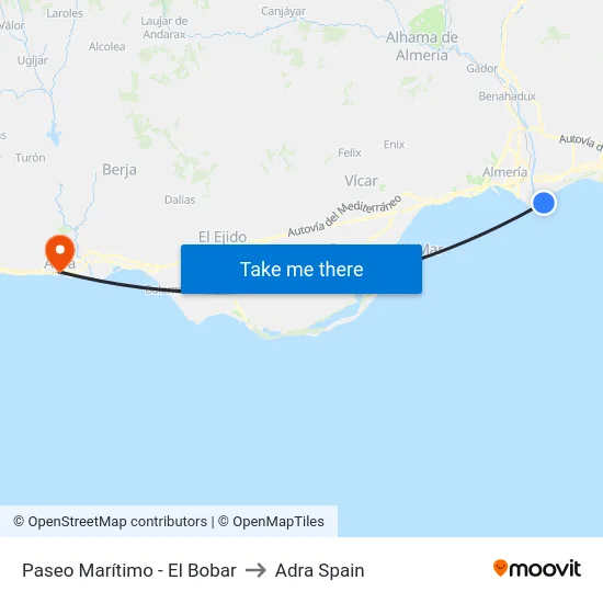 Paseo Marítimo - El Bobar to Adra Spain map